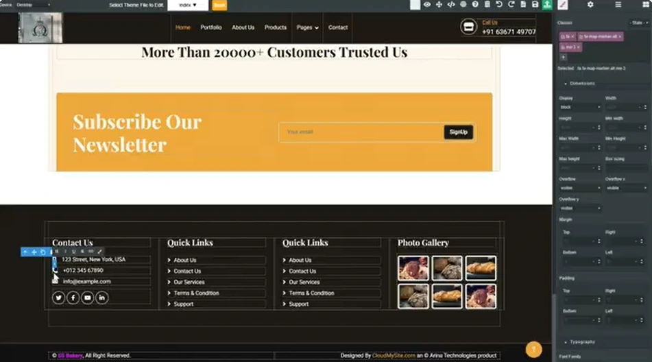 How to Change icons and contact information