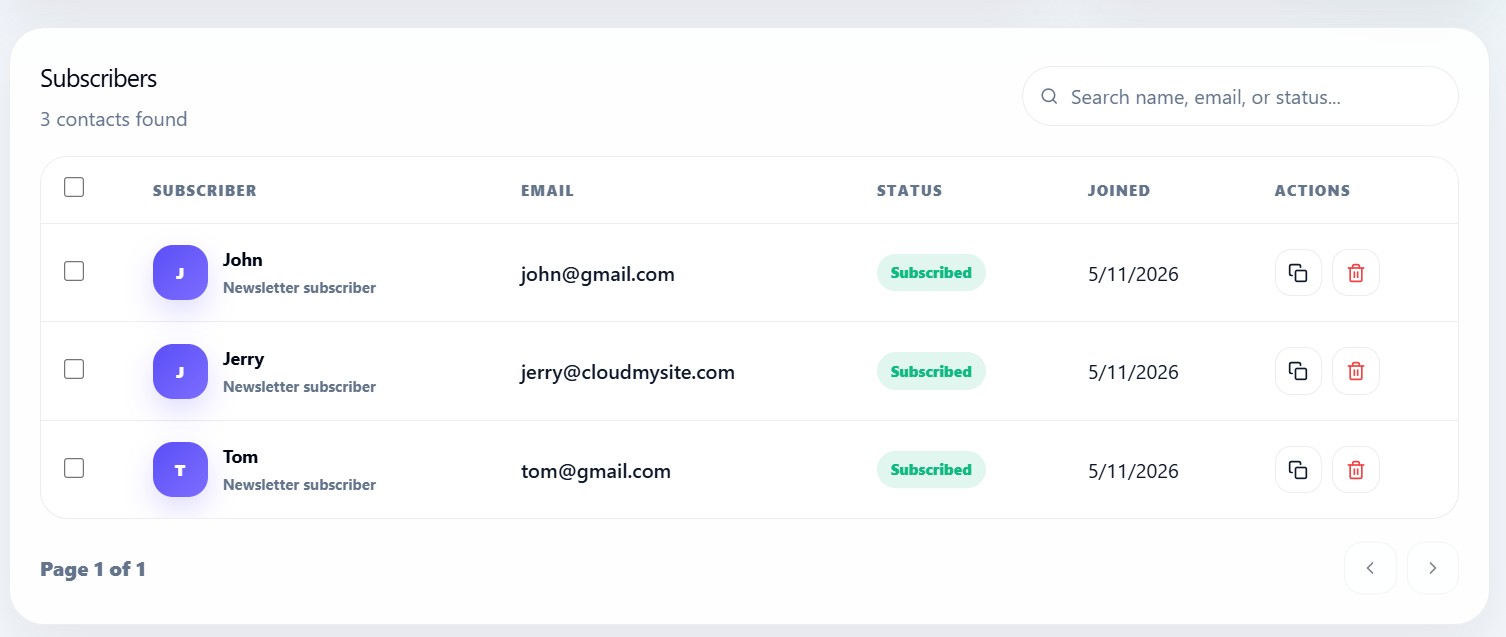 Add Subscriber To Table