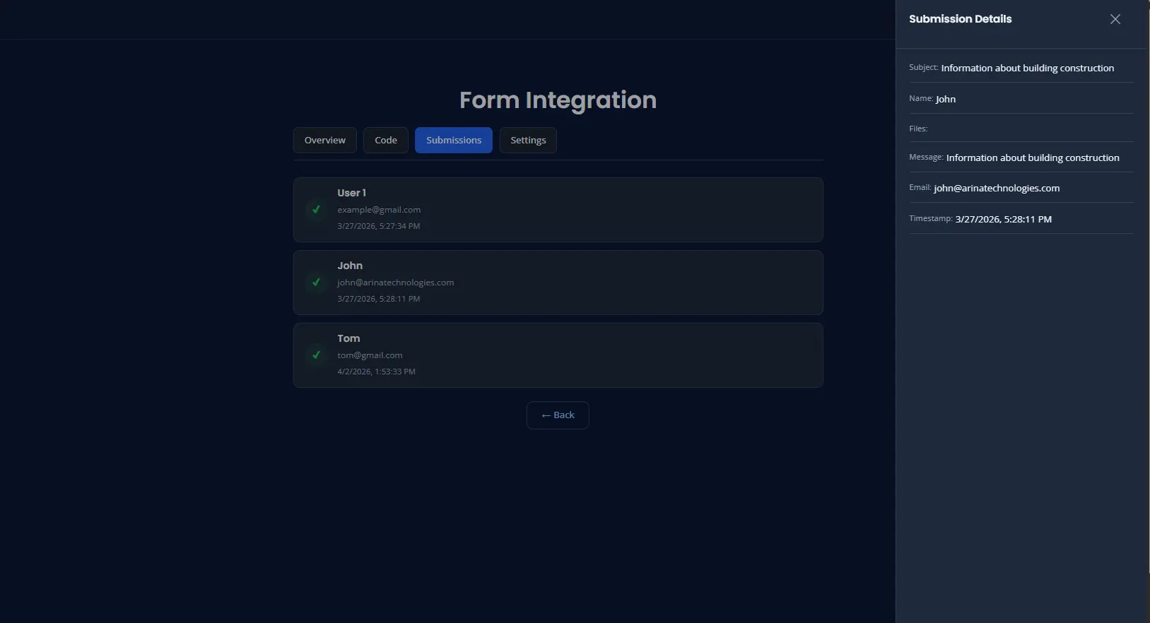 Single submission details