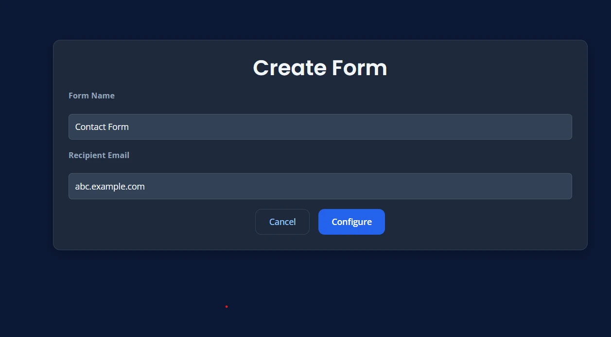 Create Form with details entered