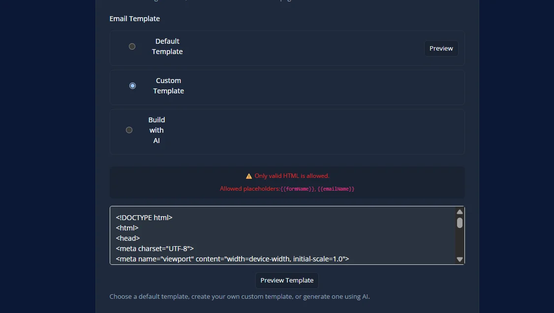 Custom email template
