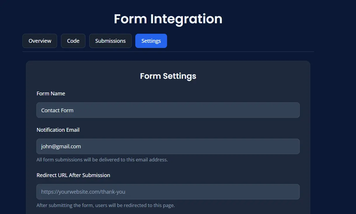 Recipient email after
