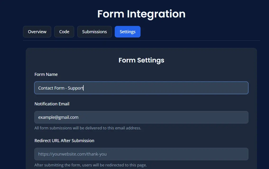 Form name after