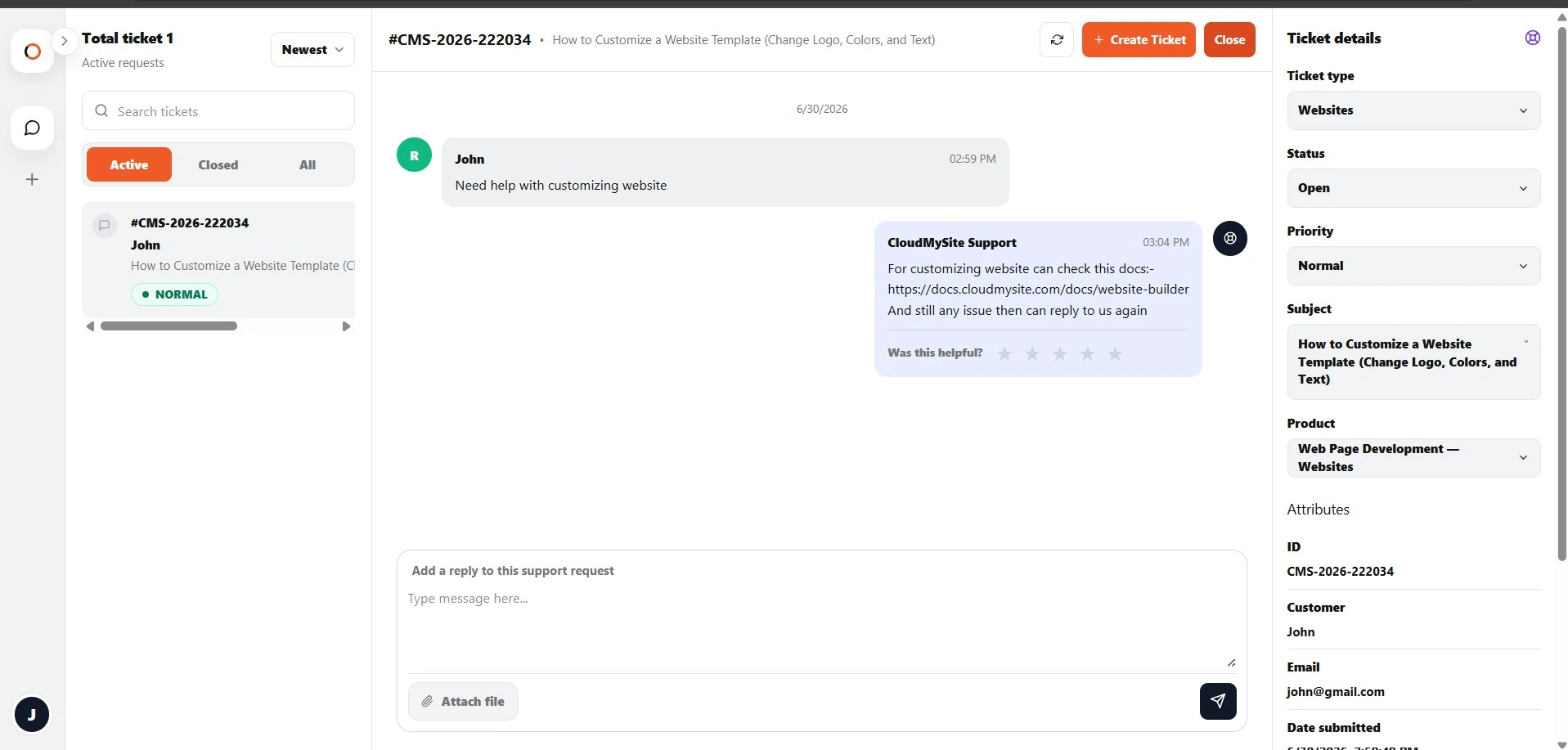 Ticket conversation