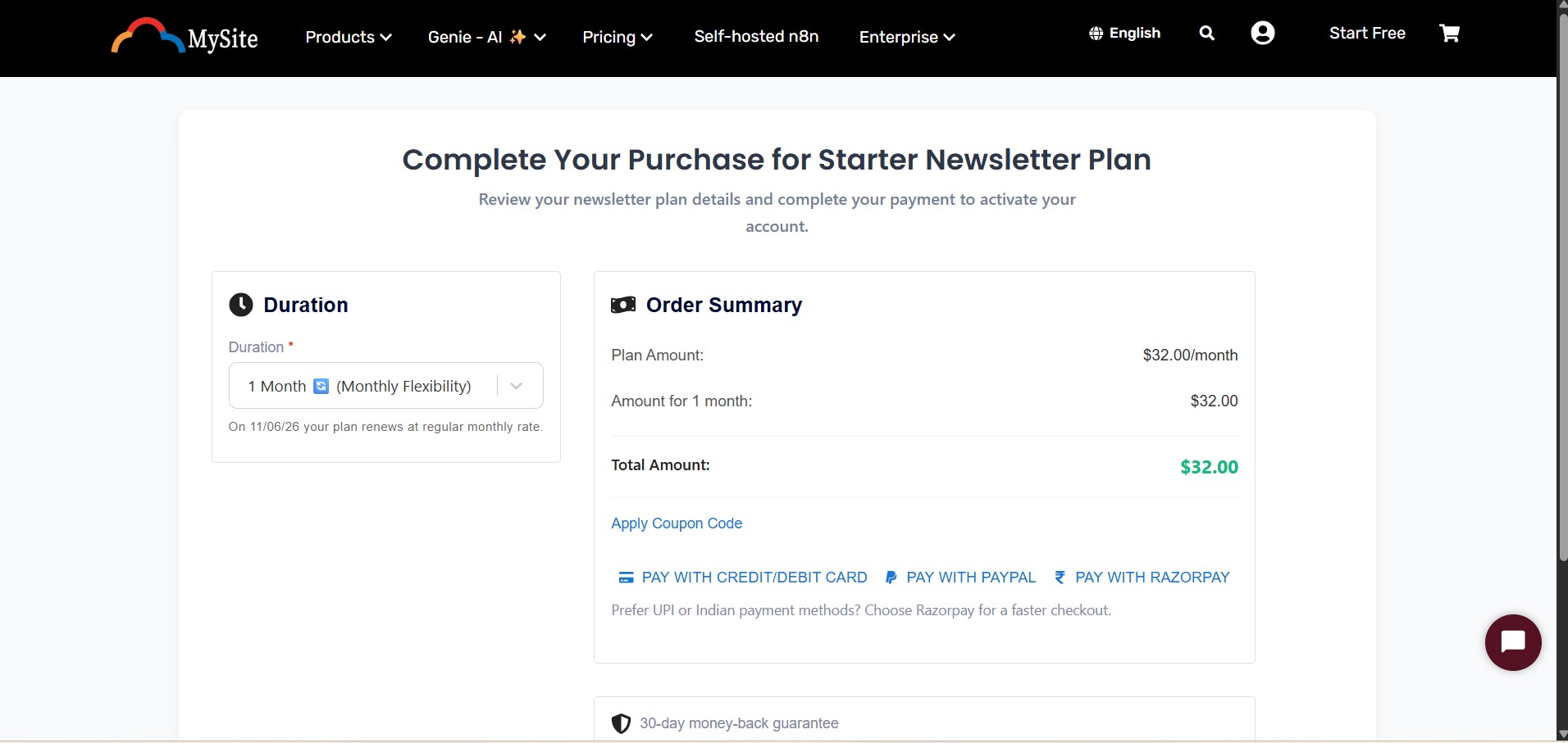 Newsletter Payment