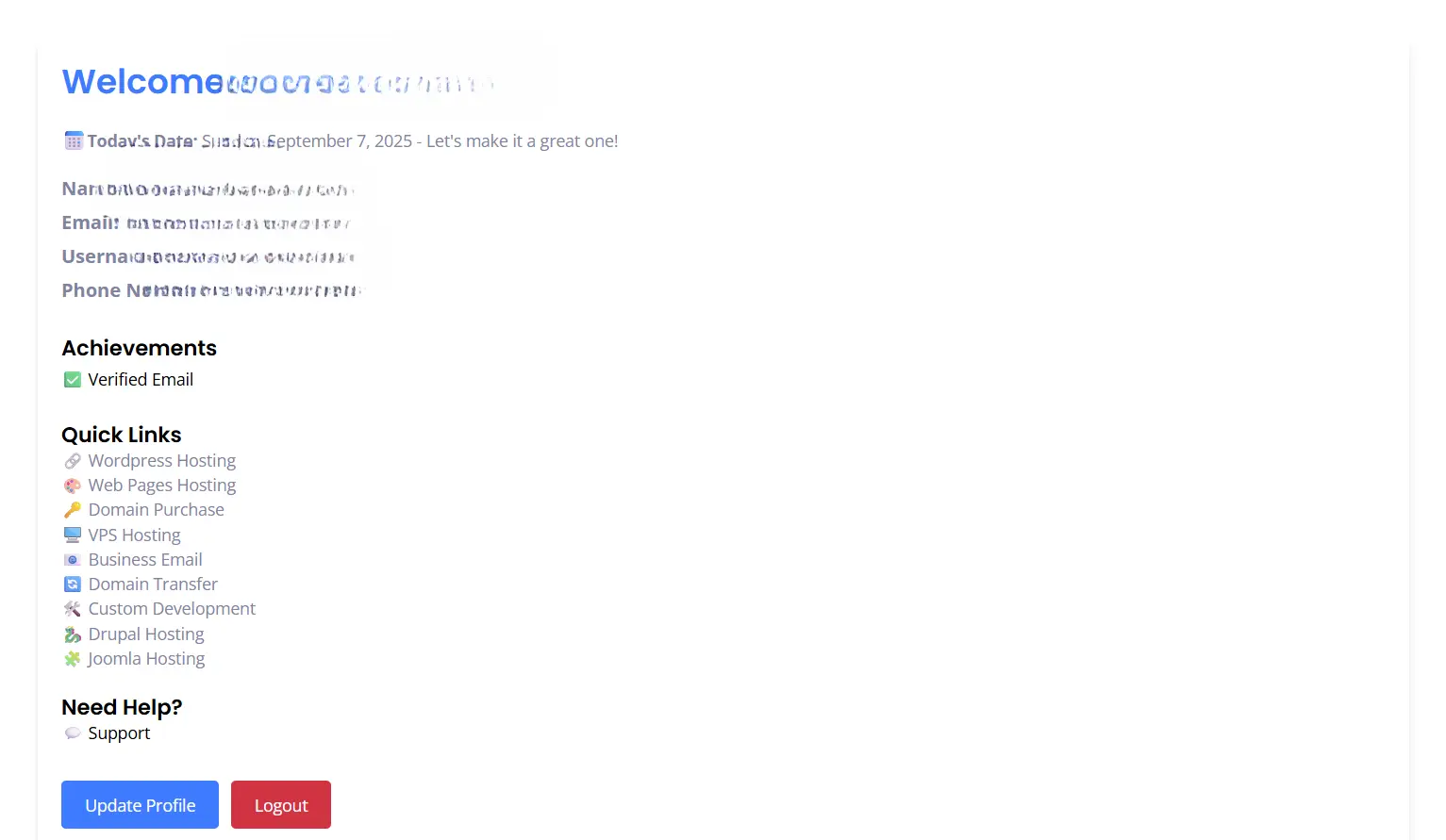 Dashboard Welcome